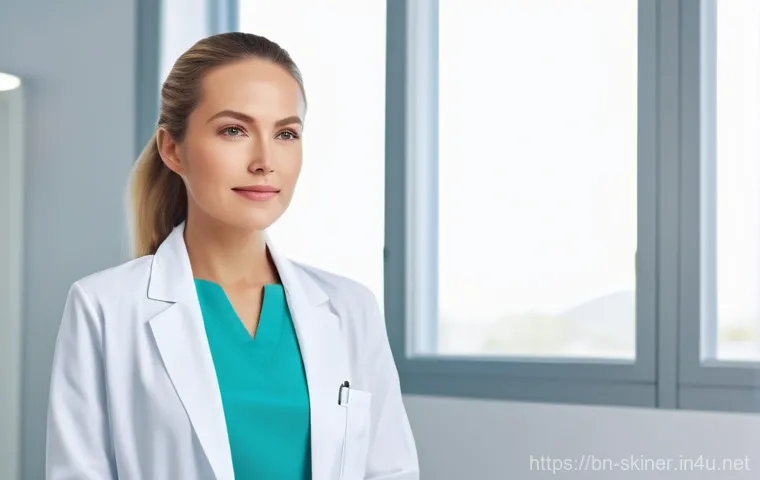 피부관리사의 건강관리 및 체력 유지 - **Prompt 1: Workplace Wellness Break**
    "A female skin specialist, appearing to be in her late 20...