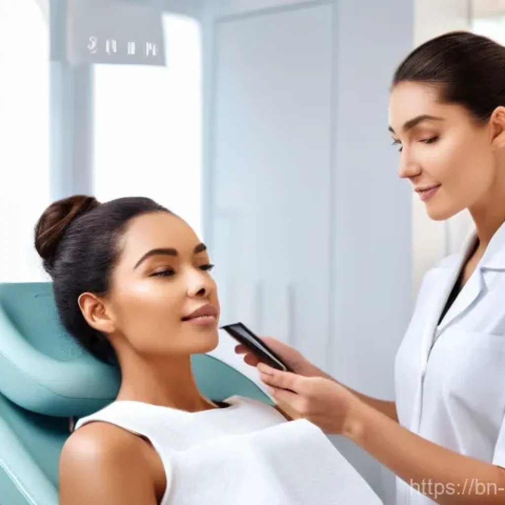 피부관리사의 필수 기술 습득 사례 - **Prompt for Skin Science and Client Education:**
    "A clean, brightly lit, modern dermatology cli...