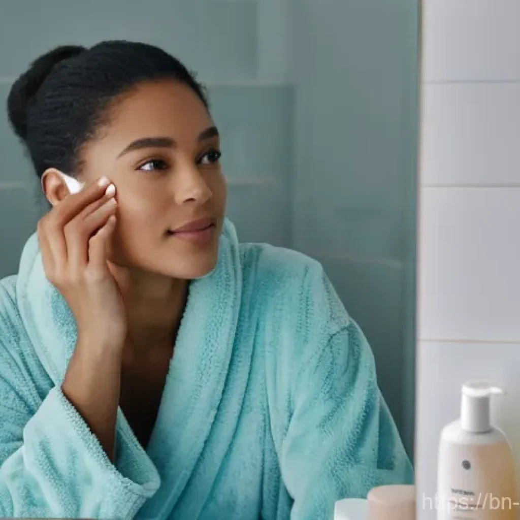 피부관리사의 고객 맞춤 관리 전략 - "A diverse young woman, with a radiant and healthy complexion, gently touching her cheek while looki...