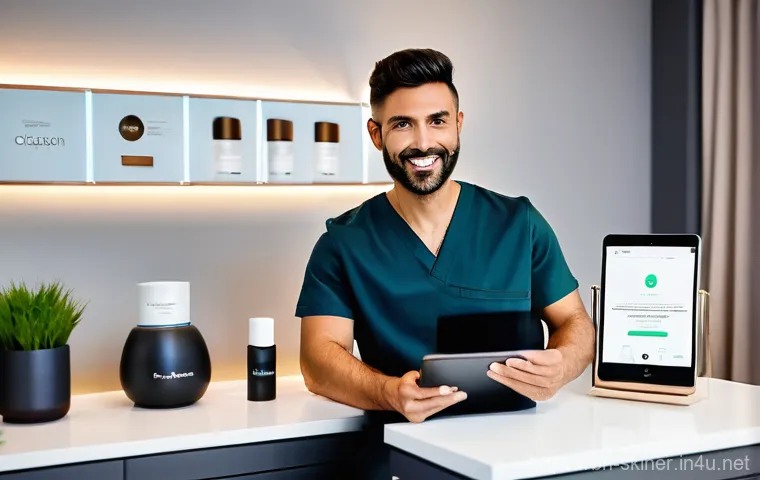 피부관리사의 경력 인증 및 관련 서류 준비 - **Prompt: Hands-on Skin Care Training with Modern Equipment**
    A focused young adult female stude...